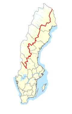 Röd markering visar gränsen för nordvästra Sverige. Karta: Skogsstyrelsen