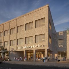 Lillsidanskolan och aktivitetscentret ska vara färdigt för att tas i bruk år 2026. Bild: Arkitema