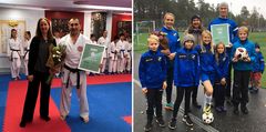 Solna Shotokan Karate och IFK Bergshamras fotbollsverksamhet för barn - mottagarna av Solna stads Hållbarhetsstipendium 2018. Tillsammans med Anna Lasses, miljö- och hälsoskyddsnämnden, Solna stad.