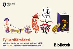 Stockholms stadsbibliotek satsar på högläsning. Illustratör för kampanjen är Linus Nyström.