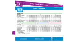 Lila färg används i tidtabeller för stadsbussarna i Örebro och blå färg för Länstrafikens övriga busslinjer i länet.