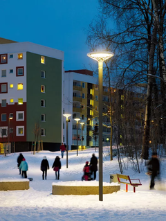 Ett trygghetsprojekt i Albyparken i Botkyrka kommun, ljusdesign: Olsson & Linder