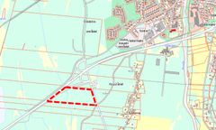 Planområdet markerat i rött. Här planeras för en ny drivmedelsstation.