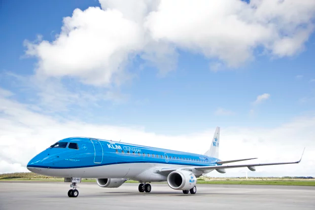 Embraer 190 från KLM som trafikerar linjen Linköping-Amsterdam.