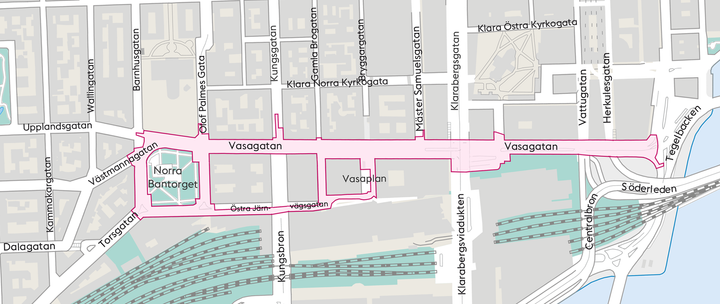 Projektområde Vasagatan.