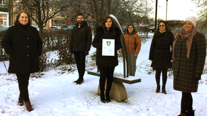 Hyllad grupp: Katja Sandholm, Hani Sulaiman, Dima Shlah, Maria Garcia, Florentina Buzea och Styliani Psaroudaki.