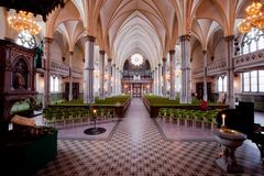 Oscar Fredriks kyrka i Göteborg får Kyrkoantikvarisk ersättning för bl a konservering av målningar och inredning i kyrkorummet. (Foto: Göteborgs stift)