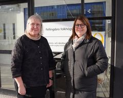 Till vänster: Lea Strandberg, leg. Psykolog, leg. Psykoterapeut. Till höger Karin Bäckgren, teckenspråks- och dövblindtolk, folkhögskollärare, beteendevetare, KBT-terapeut och organisationskonsult.