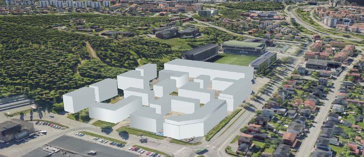 Volymskiss över planområdet.