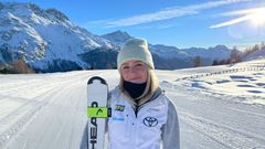 Ebba Årsjö efter seger i slalom under världscupen i St. Moritz.