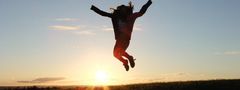 Free pic from Pixabay. Person jumping with you in sunset.