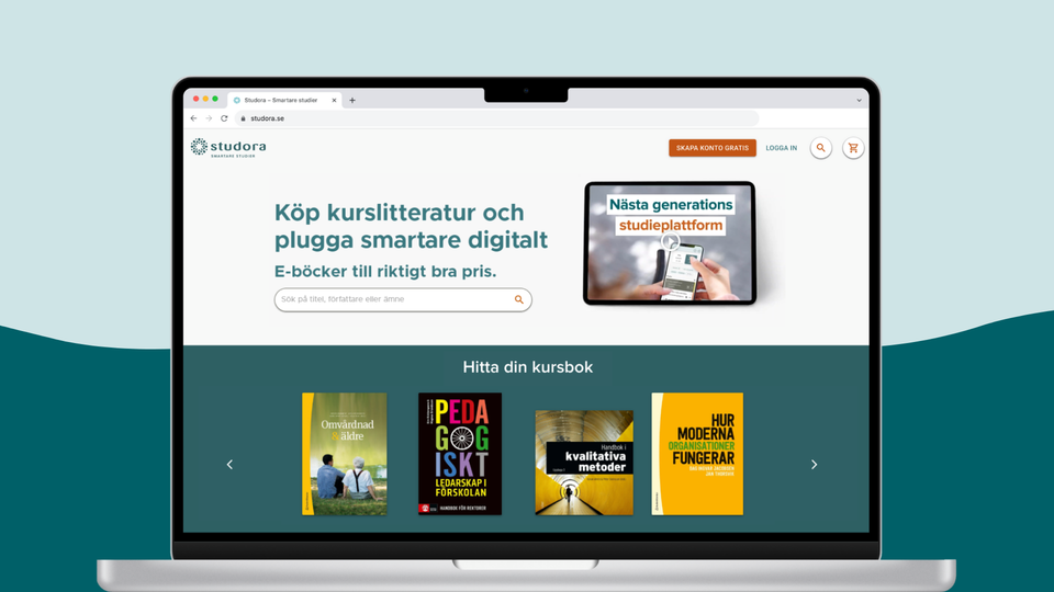 Studora dator med bakgrund