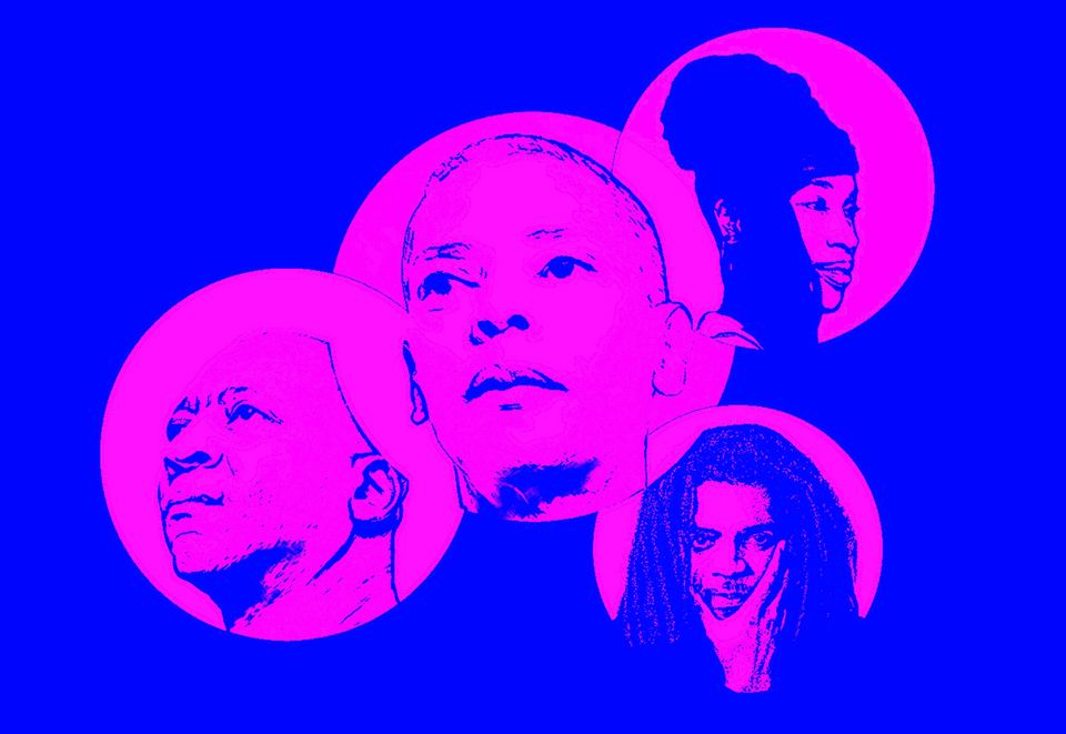 På konserten tolkar Jeff Mills sitt legendariska album "Tomorrow Comes The Harvest" från 2018 live på scen, tillsammans med musikerna Rasheeda Ali, Jean-Phi Dary och Kad Hamza. Foto: Pressbild
