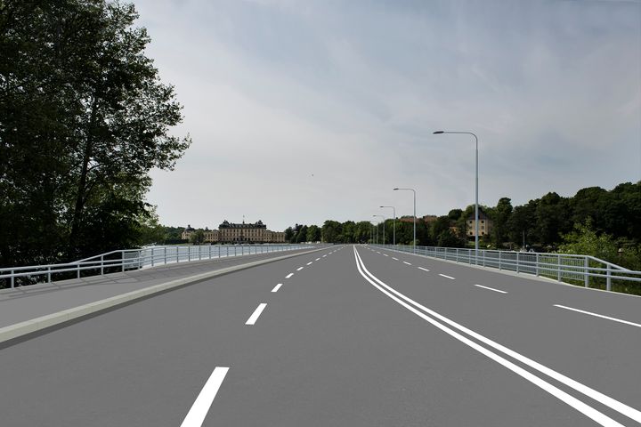 Drottningholmsbron efter ombyggnad. Illustration: TT