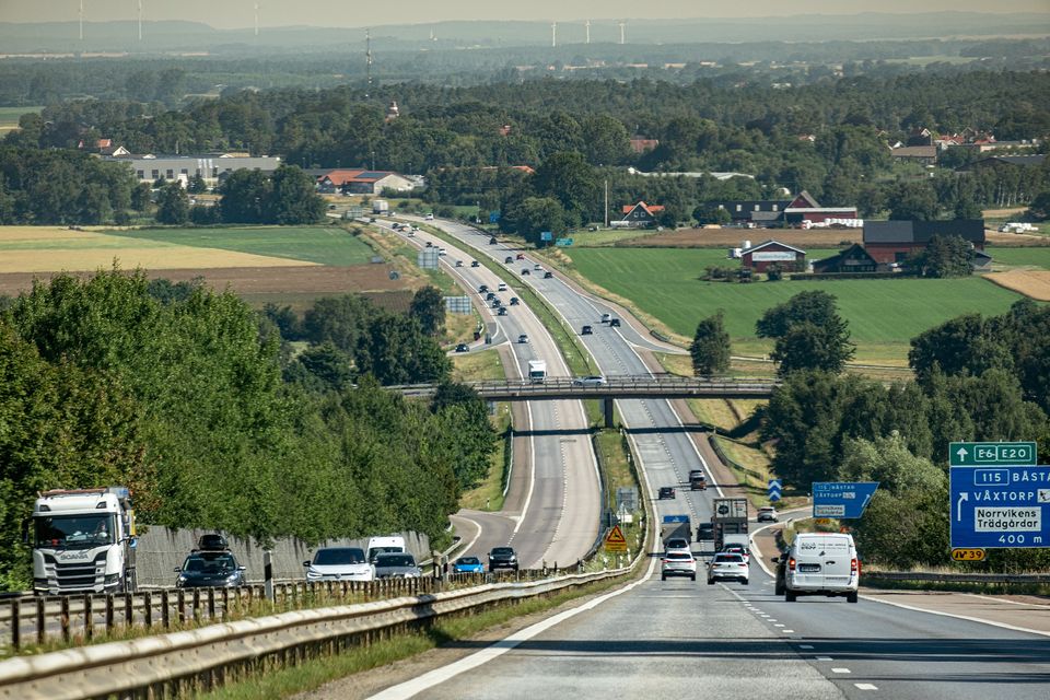E6 Norrr om Hallandsåsen mot Halland