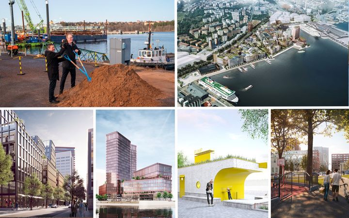 Spadtag i Värtahamnen och bilder över framtida stadskvarter. Källa Stockholms stad