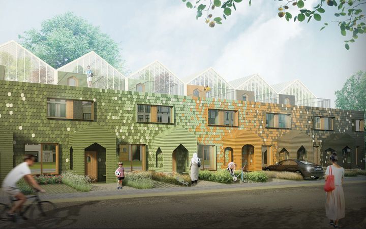 I Östra Salabacke kommer stadsradhus med växthus på taket att stå färdiga för inflytt i början av 2022. Illustration: Okidoki arkitekter