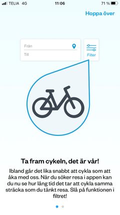Nu kan resenärer även se cykel som alternativ i Västtrafiks app To Go.