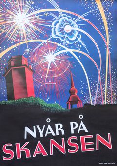 Nyår på Skansen. Affisch från 30-talet. New year poster.