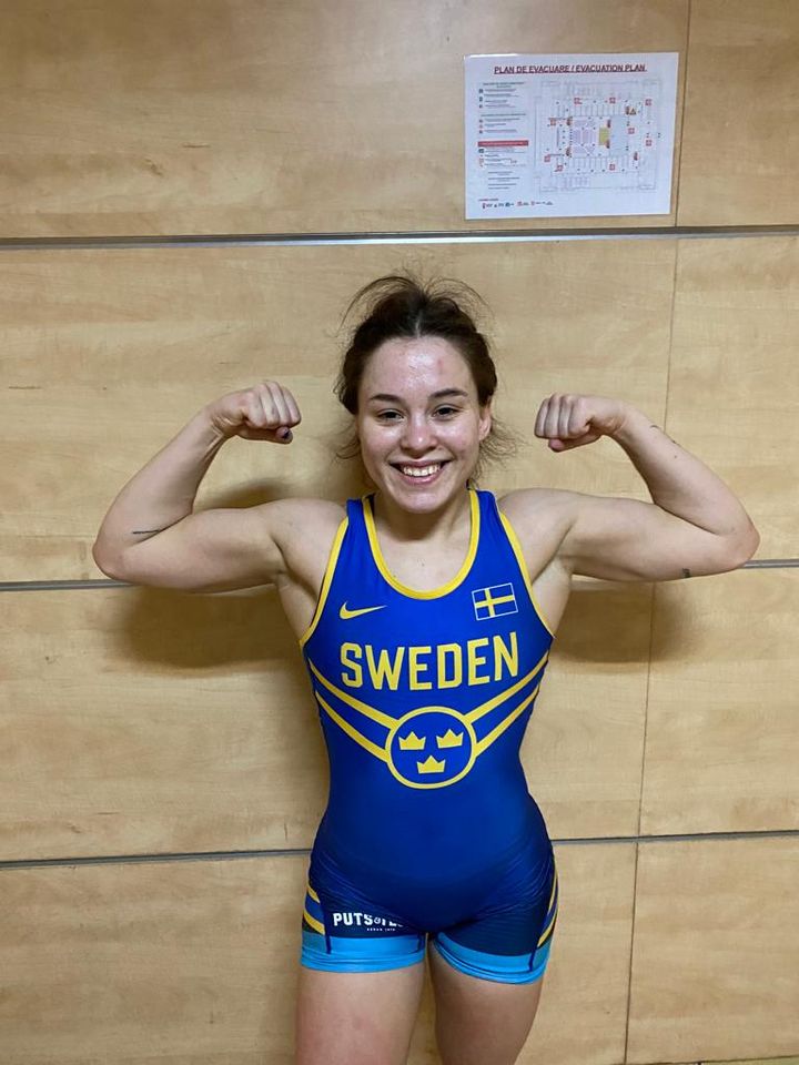 Jonna Malmgren i final i 55 kg, U23-EM i Bukarest.