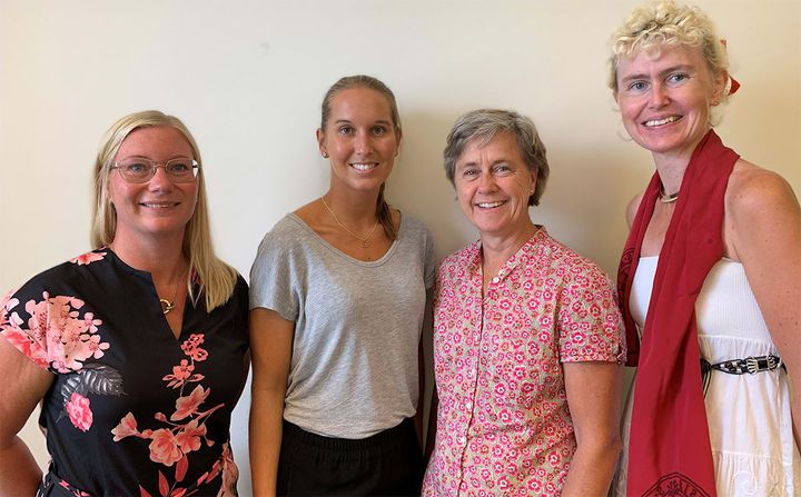 En forskningsstudie på Smärtcentrum vid Akademiska sjukhuset ska leda till mer arbetsinriktad smärtrehabilitering. På bilden syns några av forskarna; från vänster Therese Hellman, Elin Johansson, Ylva M Karlsson och Katarina Danielsson.