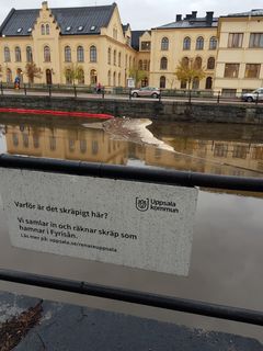 Invånarna har bland annat informerats om mätningarna via skyltar. Foto: Uppsala Kommun