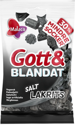 Malaco Gott & Blandat 30 % mindre socker Salt Lakrits