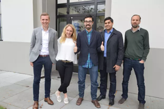 Från vänster: Mattias Hansson Fredlund (Winningtemp), Kristina Lagerstedt (1928 Diagnostics), Shahan Lilja (Mavenoid), Pierre Lindmark (Winningtemp), Wilhelm Paulander (1928 Diagnostics)