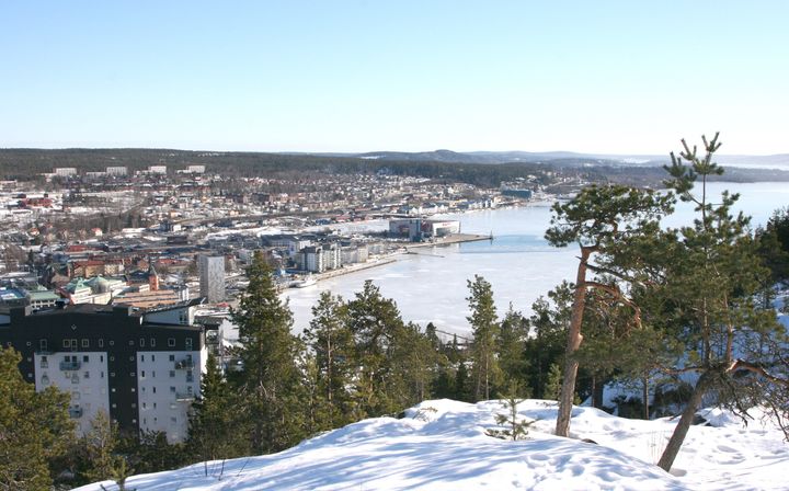 Kusthöjden erbjuder fin utsikt mot hamnen och Örnsköldsviksfjärdens inlopp.