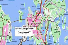 Karta över Väster-Långslädan.