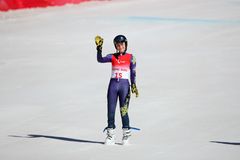 En glad Ebba Årsjö tog brons i störtlopp i sitt första Paralympics. Foto: Karl Nilsson / Sveriges Paralympiska Kommitté