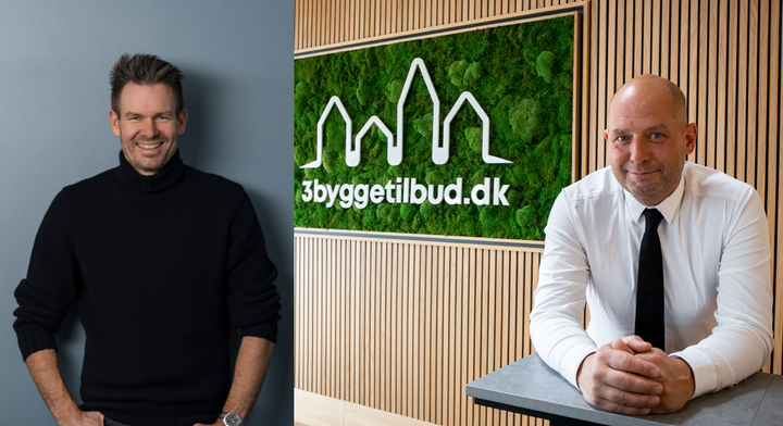 Håvard Bungum, vd för Schibsted Norge SMB, och Martin Borgstrøm, vd och grundare av 3byggetilbud.