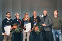 2021 års finalister, från vänster i ordning: Crenovagruppen, Småländska Städ (Vinnare) och Skaraborgs Städ. Fotograf: Helene Grynfarb.