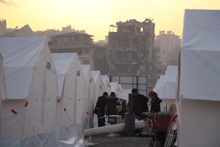 Läger för jordbävningsdrabbade människor i staden Antakya i den turkiska provinsen Hatay. Foto: Acción Against Hunger