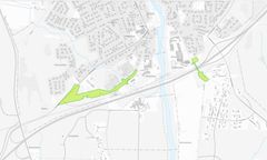 Samråd pågår för en detaljplan i Sävar. Planområdet är markerat i grönt.