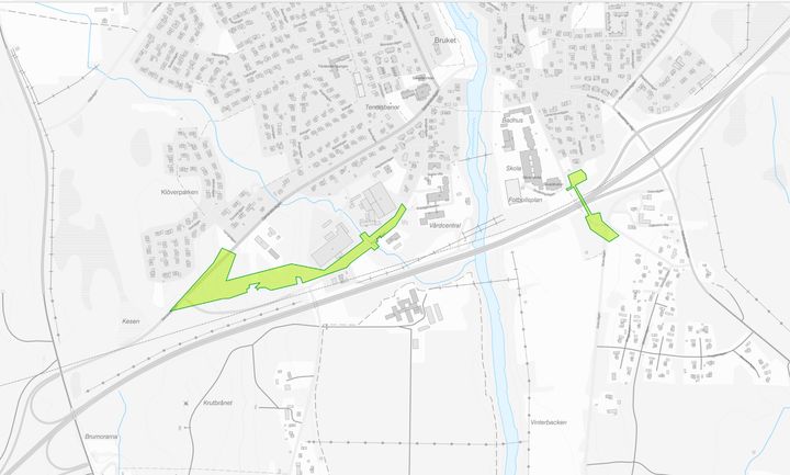 Samråd pågår för en detaljplan i Sävar. Planområdet är markerat i grönt.