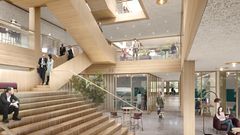Interiör visionsskiss nya kommunhuset. Visionsskiss: CF Møller Architects