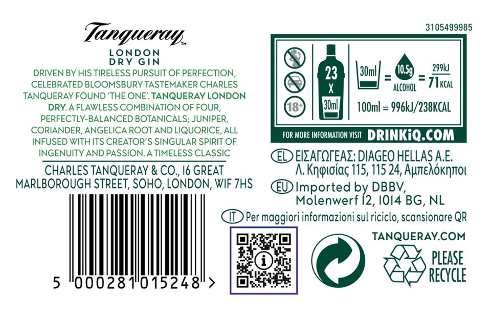 Example Tanqueray London Dry Gin_Label