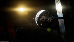 Illustration av solpaneler i rymden. Bild: Andreas Treuer/ESA