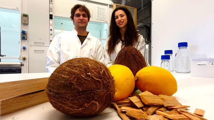 Peter Olsén and Céline Montanari, researchers in the Department of Biocomposites at KTH Royal Institute of Technology in Stockholm. (Photo: David Callahan)