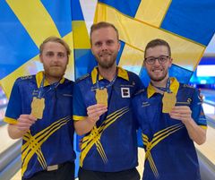 Jesper Svensson, James Blomgren och Pontus Andersson vinner EM-guld i 3-manna.