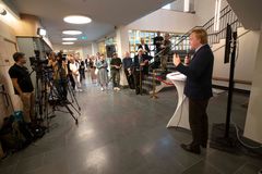 Dennis Wedin, fastighetsborgarråd under pressvisning 12 augusti 2020. Foto: Lennart Johansson