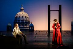 Tosca, Kungliga Operan 2023. Christina Nilsson och Joachim Bäckström. Foto: Kungliga Operan / Sören Vilks.
