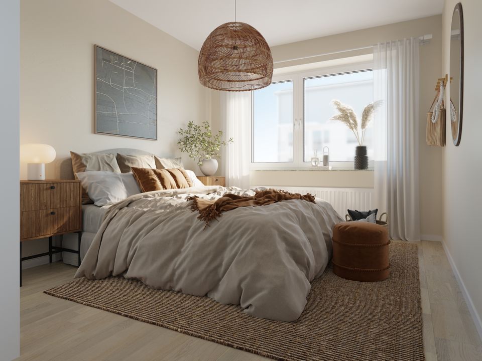 Sovrum i nyproduktionen Bonden i Trångsund