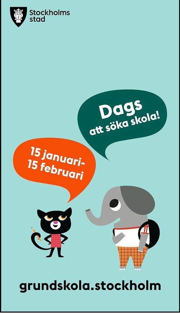 Illustration . Uppmaningen "Dags att söka skola" sprids bland annat via digitala stadstavlor i Stockholm.