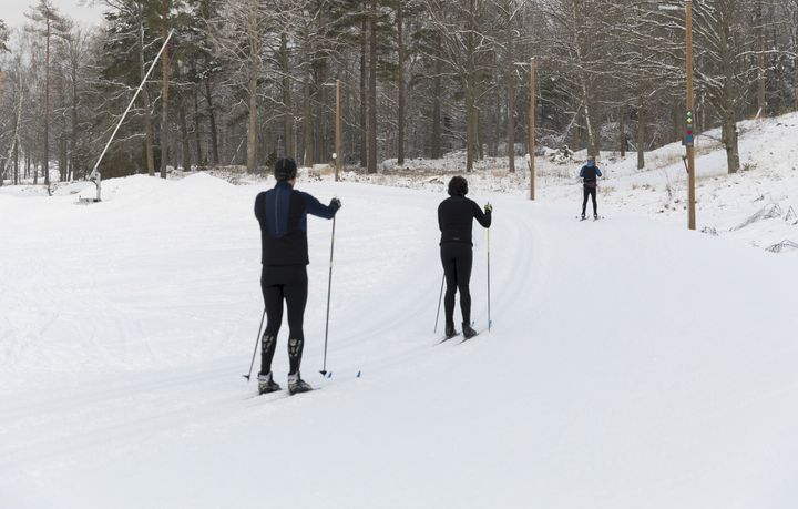 Bild på skidspår med sidåkare i