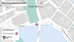 Karta över invigningsplatsen. Karta: Stockholms stad.