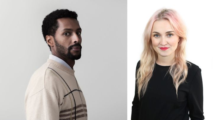 Författaren och journalisten Mohamed Yussuf medverkar i Samtal pågår. Foto: Emil Fagander. Journalisten Irena Pozar moderar samtalet. Foto: Lotte Fernvall