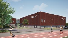 Visionsbild över Hagsätra is- och idrottshall. BIld: Metod arkitekter.