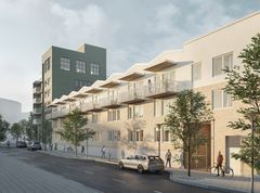 Stadsradhusen i Titanias kvarter får ett fint läge i sydväst med bara 100 meter till Barkarbystadens nya tunnelbanestation. (Visionsbild:Titania)